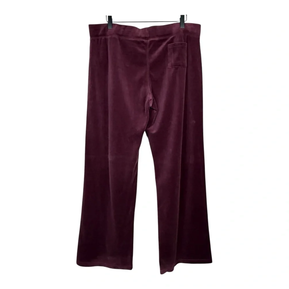 Gap Burgundy Pull On Elastic Waist Wide Leg Velour Lounge Pants Size L - Picture 5 of 8
